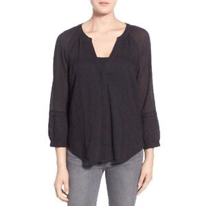 Paige Deandra Black Cotton and Embroidered Top -xs